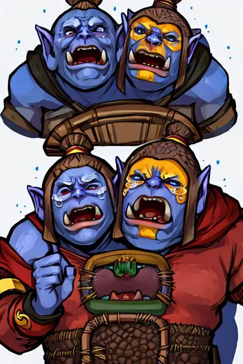 highres, 8k, ogremagi, multiple heads,<lora:Ogremagi:0.8> <lora:concept_aquascreaming:0.7> aquascreaming, screaming, open mouth, crying with eyes open