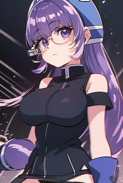 gluko, <lora:glukotest:1>,
gluko, long hair, bangs, very long hair, purple hair, low-tied long hair, (purple eyes:1.1), glasses, blunt bangs, round eyewear, (large breast:1.2),
BREAK thighhighs, gloves, underwear, panties, black thighhighs, blue gloves, shirt, bare shoulders, short sleeves, glasses, helmet, blue headwear,
BREAK looking at viewer,
BREAK outdoors,
BREAK <lora:GoodHands-vanilla:1>, (masterpiece:1.2), best quality, high resolution, unity 8k wallpaper, (illustration:0.8), (beautiful detailed eyes:1.6), extremely detailed face, perfect lighting, extremely detailed CG, (perfect hands, perfect anatomy),