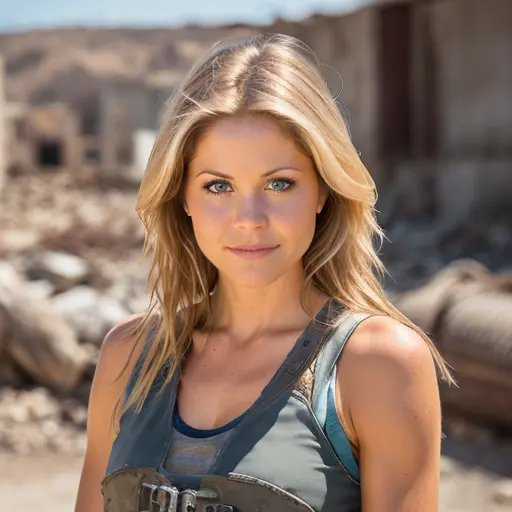 <lora:candace_cameron v1.0:0.6>  RAW photo, a close up portrait photo of  candace_cameron in wastelander clothes, long haircut, pale skin, slim body, background is city ruins, (high detailed skin:1.2), 8k uhd, dslr, soft lighting, high quality, film grain, Fujifilm XT3
