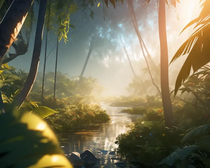View deep in a lush (dense tropical jungle), with intense rainfall, mist, vines all around, giant and wet trees, tropical flowers, butterflies.
Masterpiece, best quality, high quality, extremely detailed CG unity 8k wallpaper, oil paiting, award winning photography, Bokeh, Depth of Field, HDR, bloom, Chromatic Aberration, Photorealistic, extremely detailed, trending on artstation, trending on CGsociety, Intricate, High Detail, dramatic, art by midjourney, volumetric lighting.
<lora:landscapes-6-2023-04-27-120356-6faaedf2:0.7>
<lora:[LoRa] Birch Light シラカバの光白樺樹之光 Concept (With multires noise version):1>