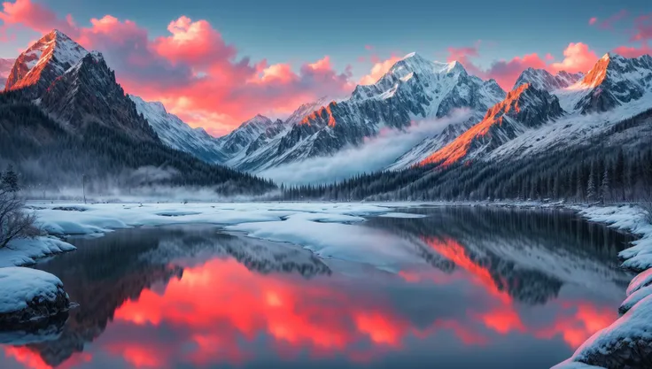 ((masterpiece:1.4,best quality)), cloud, outdoors
(mountains), spring glade, scenery, sky, winter,
(early morning:1.4),morning red, high detail, abundant, 8k, high detail, wallpaper,
<lora:more_details:1.5>, <lora:landscapes-6-2023-04-27-120356-6faaedf2:0.6>