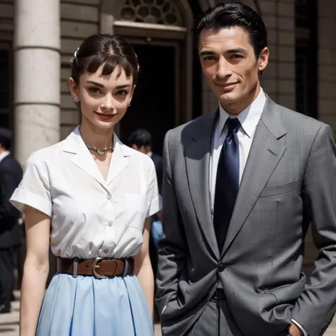 masterpiece,high quality,realistic,solo,
<lora:audreyhepburn002:0.5>,
ADDBASE,2 people,light smile,
audreyhepburn,1girl,
White collared shirt,
belt,blue long skirt,
ADDCOL,2 people,light smile,
gregorypeck,1man,
formal,suit,necktie,