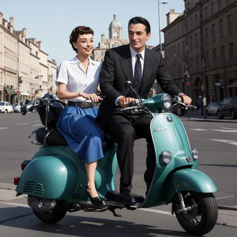 masterpiece,high quality,realistic,city,
<lora:audreyhepburn002:0.5>,
ADDBASE,2 people,smile,
audreyhepburn,1girl,
White collared shirt,
belt,blue long skirt,
scooter,riding,
ADDCOL,2 people,smile,
gregorypeck,1man,
formal,suit,necktie,
scooter,driving,