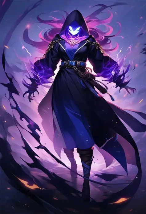 <lora:Shadow_Style_for_Pony:1> shadow person, female, black silhouette, score_9, score_8_up, score_7_up, score_6_up, score_5_up, score_4_up, hd, (ultra hd quality details), 8K, summoner, wearing robe with a hood, source_anime, Illustration, official artwork, anime style, wallpaper, official art