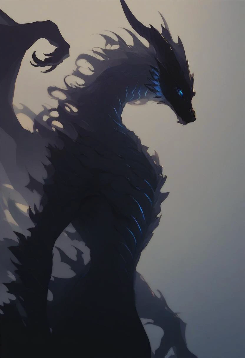 score_9, score_8_up, score_7_up, score_6_up, score_5_up, score_4_up, <lora:Shadow_Style_for_Pony:1> shadow dragon, black silhouette