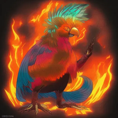 flaming steampunk cockatoo, electric ice in the dark high contrast. massive, confident and powerful bird, mega evolution <hypernet:freepoke:1>