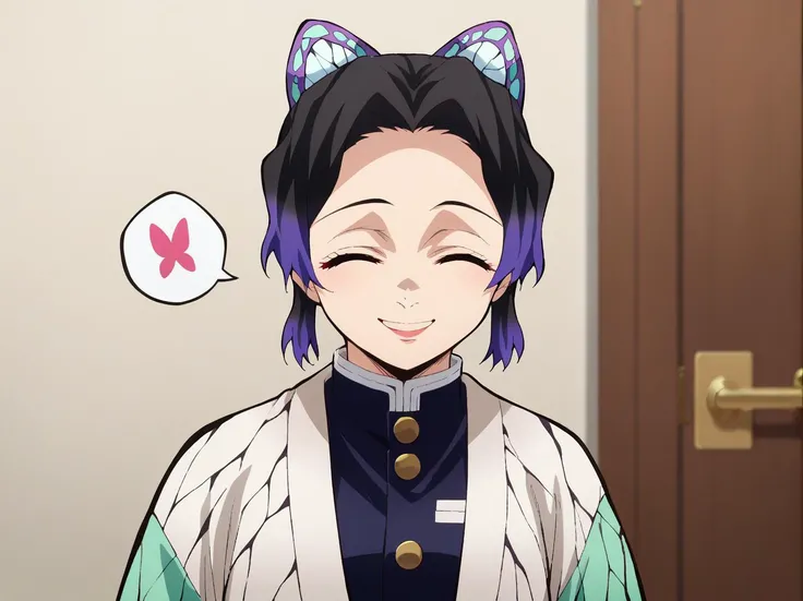 score_9, score_8_up, score_7_up, score_6_up, score_5_up, score_4_up, source_anime, 1girl, solo, official art, simple background,
KShinobuXLV4, butterfly hair ornament, large bust,  <lora:KShinobuXLV4-10EP:1>
door, ,village
eyes closed, spoken anger vein,  smile, 
standing, 
casual wear, 
leaning_on_object,