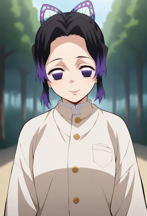 score_9, score_8_up, score_7_up, score_6_up, score_5_up, score_4_up, source_anime, 1girl, solo, official art, blurry background, depth of field,
KShinobuXLV4, butterfly hair ornament, medium bust, looking at viewer, <lora:KShinobuXLV4-10EP:1>
cowboy shot,
forest , ,hallway,
light smile,
casual wear,