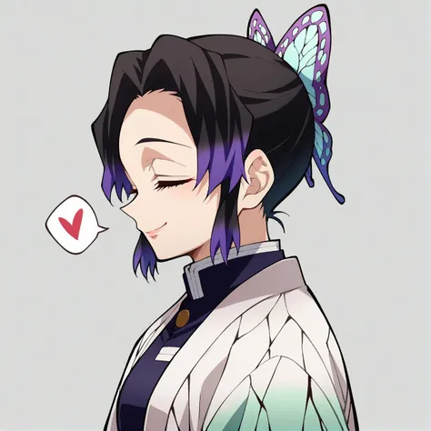 ahegao、smile、Ultra-detailed illustrations、Ultra-precise expression、masterpiece、Highest quality、ultra High resolution、High resolution、Hiromitsu Takeda Style、White background、Simple Background、whole body、One girl、solo、White Breath、Sweat、Glowing Skin、shiny skin、Front angle、View your viewers、stand、Shinobu Kochou, animal print, black hair, butterfly, butterfly hair ornament, butterfly print, forehead, gradient hair, hair ornament, haori, multicolored hair, parted bangs, purple hair, short hair, two-tone hair