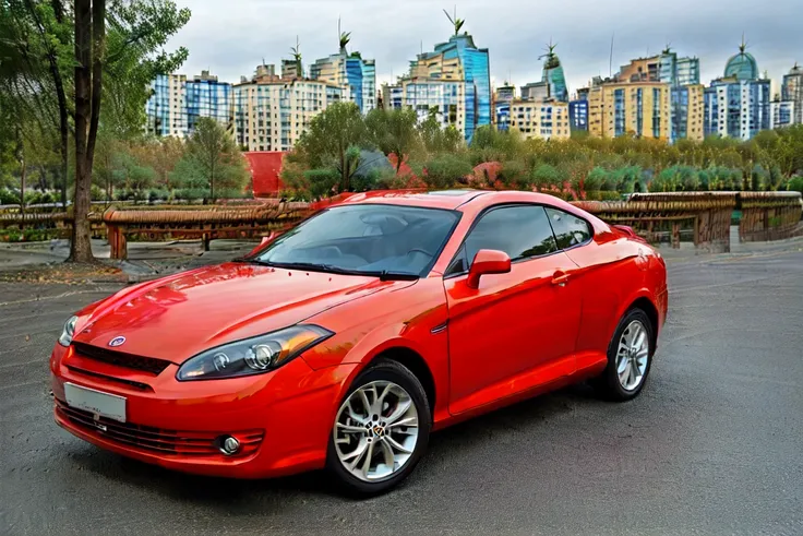 best quality, 1car, vehicle, driving, on road, (in the city:1.5), building, outdoors, <lora:tuscani:0.8>