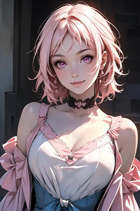 8k high quality detailed,highres,anime,comic,detailed image,
(an illustration of a teenage girl posing,(an illustration of girl,teenage girl)),(magazine_illustration),
(,march7th,1girl,pink eyes,pink hair,medium_hair,medium_breasts),(Dazzling Smile),detailed_face,
((double v):0.8),
((, MIS,frilled dress):0.85),(,realistic clothing texture,realistic_skin_texture),<lora:march7th:0.65>,<lora:MIS_20240423173725:0.55>,<lora:more_details:0.2>