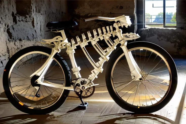 <lora:ezekselbik_v1:1> ezekselbik
masterpiece, highly detailed photorealistic 8k raw photo, best cinematic quality, volumetric lighting and shadows
bicycle, skeleton
cave background