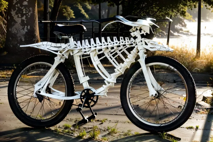 <lora:ezekselbik_v1:1> ezekselbik
masterpiece, highly detailed photorealistic 8k raw photo, best cinematic quality, volumetric lighting and shadows
bicycle, skeleton
jungle background