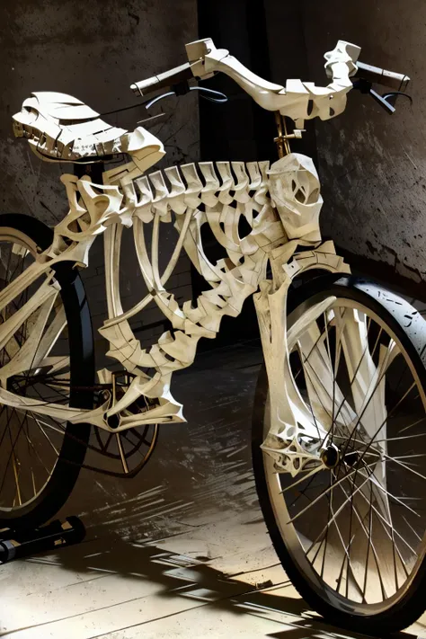 <lora:ezekselbik_v1:1> ezekselbik
masterpiece, highly detailed photorealistic 8k raw photo, best cinematic quality, volumetric lighting and shadows
bicycle, skeleton
dungeon background