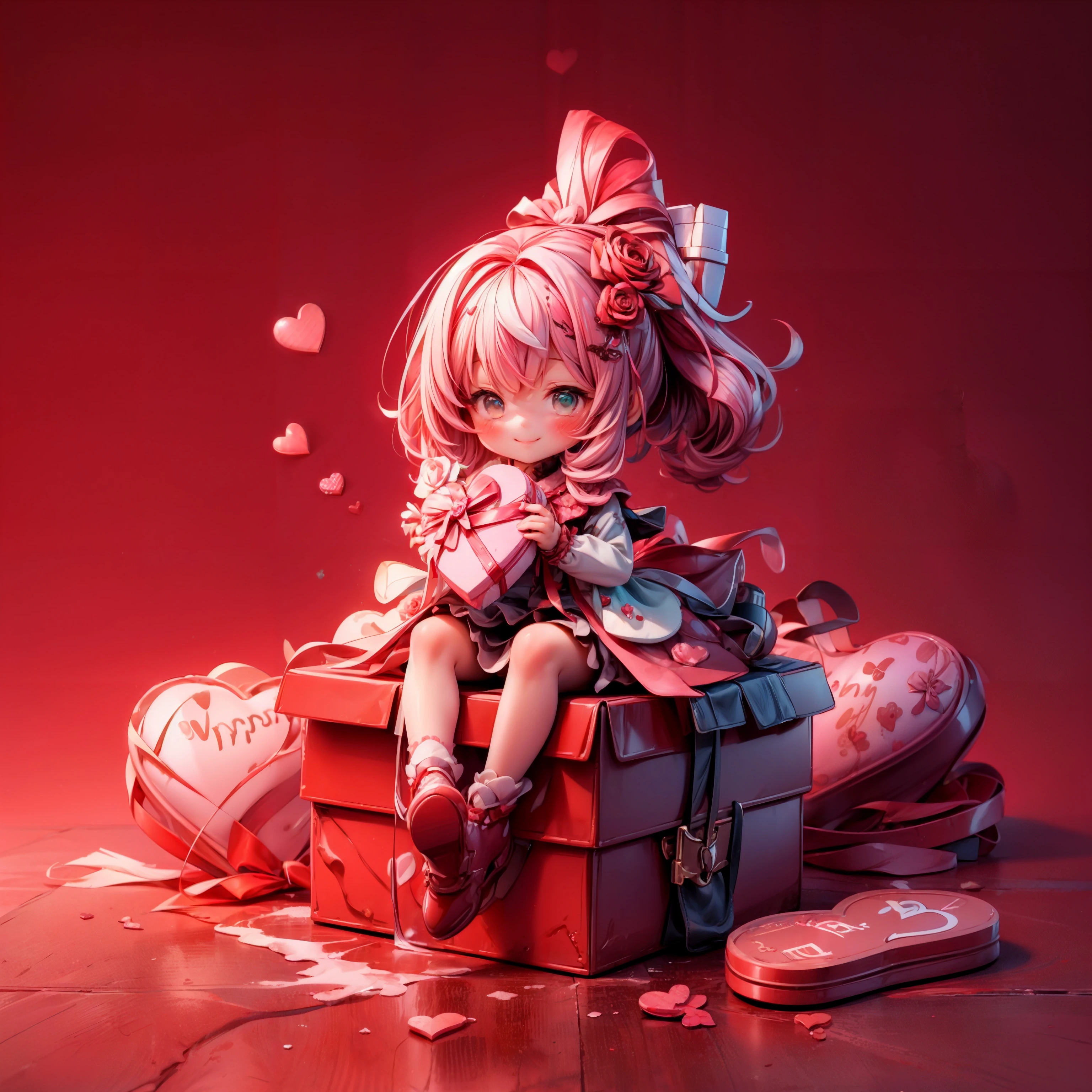 (masterpiece,ultra-detailed,best quality,8K,illustration,shaved:1.2),(petite girl:1.0) <lora:add_detail:1.0>, <lora:quiron_valentinesDay_v1_lora:0.6> valentinesdayquiron, valentinesday, heart, red theme, flower, rose, chocolate, ribbon,presenting,holding gift,smile,(mini girl,girl on presentbox:1.3)