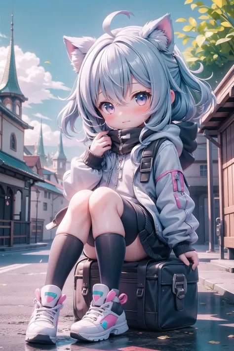 (masterpiece), 1girl, chibi, scenery