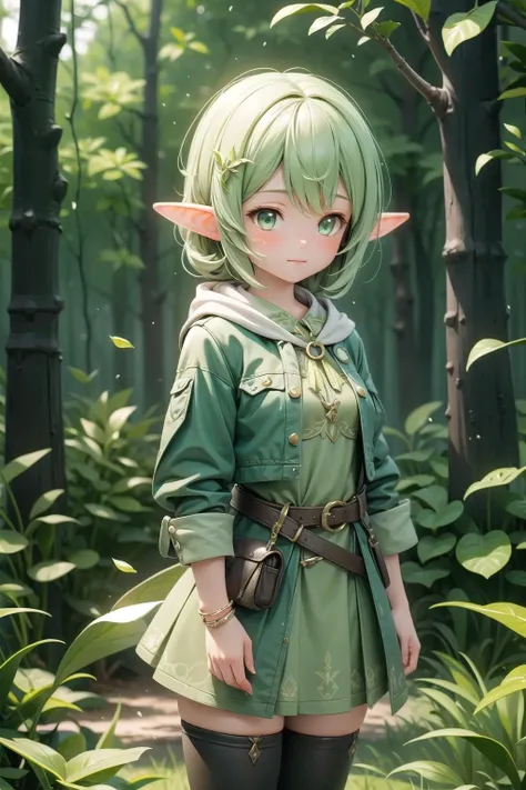 (masterpiece),  1girl,  forest,  elf,  fantasy,  light particles,  light beam,  dust particles,  realistic