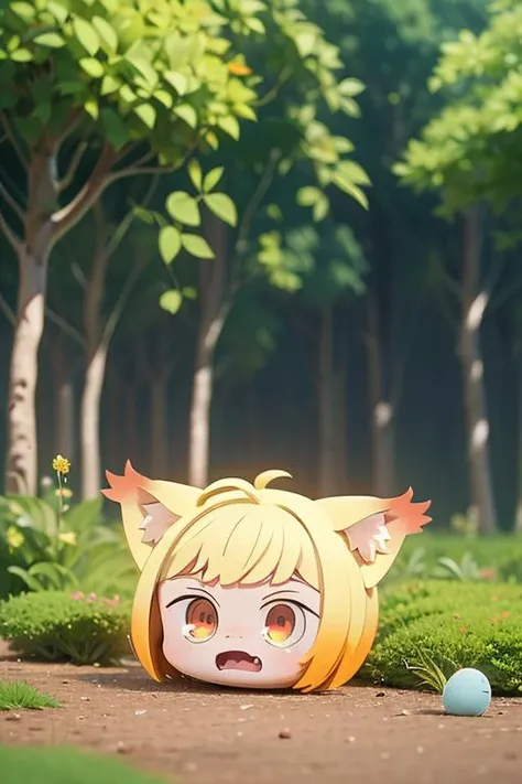 (masterpiece, best quality:1.2), highres, best illustration, 8k wallpaper, (Traditional Media), (2d:1.2), wide shot, (dynamic angle:1.1), , outline, ((thick lineart)), cover, stylish, official art, (details:1.2), (fantasy), garden, (bloom:1.1), glow:0.2, shadow, nature, cherry blossoms, particles, (depth of field), sharp focus, (volumetric lighting), (bokeh:0.6), film grain:0.4, day, (soft lighting:1.1), Youukkoo, looking at viewer, short hair, open mouth, blonde hair, animal ears, upper body, orange eyes, fox ears, sharp teeth, holding food, orange kimono, full body, looking at viewer <lora:Sengoku_Youko_00_01:1>