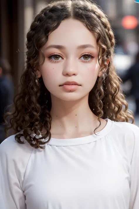(RAW 8k photo) of skswoman, <lyco:Nico Parker:1.1>, ((best quality)), ((masterpiece)), (realistic, photo-realistic:1.37), DSLR photo, DLSR, Real photo, close-up, looking at viewer, (wearing long sleeve top), (highly detailed skin:1.2), midday, natural lighting, long wavy hair, beautiful girl modelling in the city, perfect eyes, long eyelashes, lip gloss