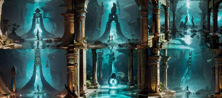 (otherworldly, otherworldly atmosphere, otherworldly appearance), highly insanely detailed, masterpiece, top quality, best quality, highres, 4k, 8k, RAW photo, ((ancient egyptian theme:1.2)),
tentacle dress, (underwater),
Homestay, Resort, Guest House,
<lora:Eldar_World:0.8>, Eldar_World, scifi, building, structure, still life, blue glow, blue theme, swirling energy, underwater, aquarium, (fantasy world)