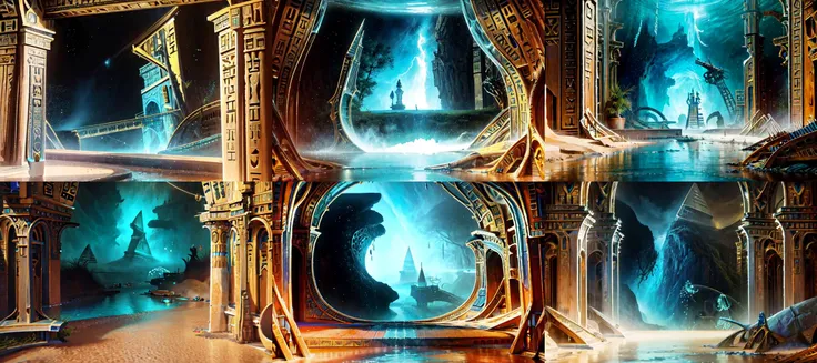 (otherworldly, otherworldly atmosphere, otherworldly appearance), highly insanely detailed, masterpiece, top quality, best quality, highres, 4k, 8k, RAW photo, ((ancient egyptian theme:1.2)),
tentacle dress, (underwater),
Homestay, Resort, Guest House,
<lora:Eldar_World:0.8>, Eldar_World, scifi, building, structure, still life, blue glow, blue theme, swirling energy, underwater, aquarium, (fantasy world)