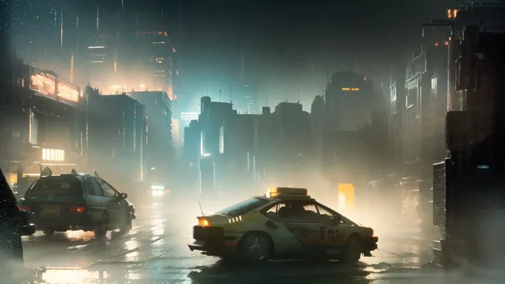 ((Best quality)), ((masterpiece)), (highly detailed:1.3), cyberpunk noodle bar at night in the rain,city, cinematic, inspired by bladerunner, inspired by syd mead,HDR (High Dynamic Range),,Ray Tracing,NVIDIA RTX,Super-Resolution,Unreal 5,Subsurface scattering,PBR Texturing,Post-processing,Anisotropic Filtering,Depth-of-field,Maximum clarity and sharpness,Multi-layered textures,Albedo and Specular maps,Surface shading,Accurate simulation of light-material interaction,Perfect proportions,Octane Render,Two-tone lighting,Low ISO,White balance,Rule of thirds,Wide aperature,8K RAW,Efficient Sub-Pixel,sub-pixel convolution,light scattering,Tyndall effect,<lora:Blade Runner v.2.2:0.8>