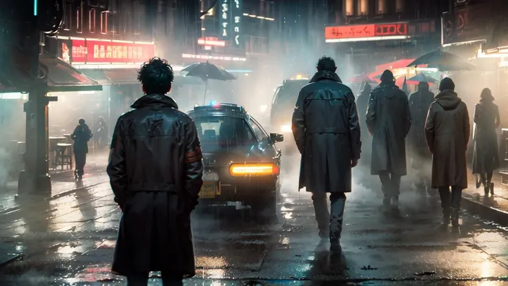 ((Best quality)), ((masterpiece)), (highly detailed:1.3), cyberpunk noodle bar at night in the rain,city, cinematic, inspired by bladerunner, inspired by syd mead,HDR (High Dynamic Range),,Ray Tracing,NVIDIA RTX,Super-Resolution,Unreal 5,Subsurface scattering,PBR Texturing,Post-processing,Anisotropic Filtering,Depth-of-field,Maximum clarity and sharpness,Multi-layered textures,Albedo and Specular maps,Surface shading,Accurate simulation of light-material interaction,Perfect proportions,Octane Render,Two-tone lighting,Low ISO,White balance,Rule of thirds,Wide aperature,8K RAW,Efficient Sub-Pixel,sub-pixel convolution,light scattering,Tyndall effect,<lora:Blade Runner v.2.2:0.8>