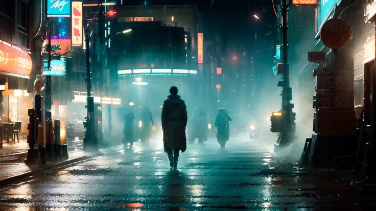 ((Best quality)), ((masterpiece)), (highly detailed:1.3), cyberpunk noodle bar at night in the rain,city, cinematic, inspired by bladerunner, inspired by syd mead,HDR (High Dynamic Range),,Ray Tracing,NVIDIA RTX,Super-Resolution,Unreal 5,Subsurface scattering,PBR Texturing,Post-processing,Anisotropic Filtering,Depth-of-field,Maximum clarity and sharpness,Multi-layered textures,Albedo and Specular maps,Surface shading,Accurate simulation of light-material interaction,Perfect proportions,Octane Render,Two-tone lighting,Low ISO,White balance,Rule of thirds,Wide aperature,8K RAW,Efficient Sub-Pixel,sub-pixel convolution,light scattering,Tyndall effect,<lora:Blade Runner v.2.2:0.8>