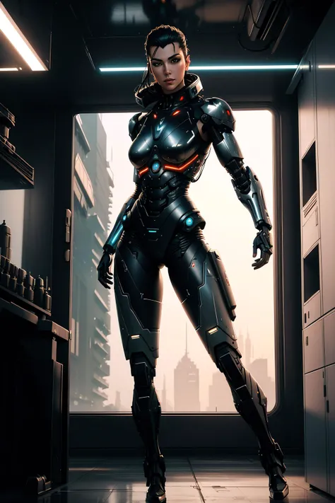 ((oil painting)) of ((attractive female modern military with with cybernetic limbs part cyborg on patrol)), cinematic, dynamic pose, fine details, reflections, 8k, ((dark shot)), soft volumetric lights, (backlit:1.3), (photorealistic:1.6), (Style-Glass), hdr, antialiased, 8k, ((syd mead)), sharp details, detailed background, ((masterpiece)), (painterly), (good anatomy), (good proportions), (good composition), (dramapaint), (analogue style), (empty hands), (futuristic scifi background),