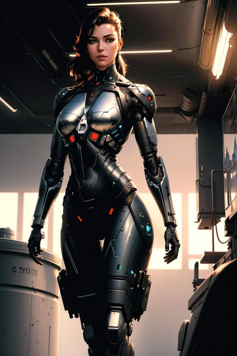 ((oil painting)) of ((attractive female modern military with with cybernetic limbs part cyborg on patrol)), cinematic, dynamic pose, fine details, reflections, 8k, ((dark shot)), soft volumetric lights, (backlit:1.3), (photorealistic:1.3), (Style-Glass), hdr, antialiased, 8k, ((syd mead)), sharp details, detailed background, ((masterpiece)), (painterly), (good anatomy), (good proportions), (good composition), (dramapaint), (analogue style), (empty hands), (futuristic scifi background), (photorealistic:1.5), (perfect body, perfect legs),