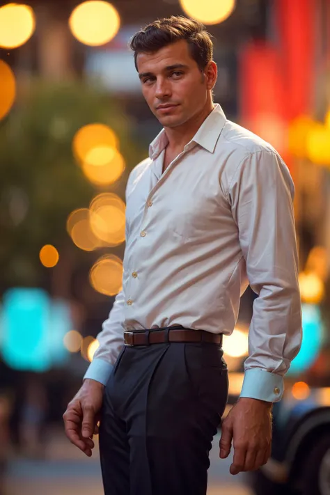 (solo, male), kodachrome photograph of a 45yo businessman, 1960s, (sharp focus, skin texture, bokeh),