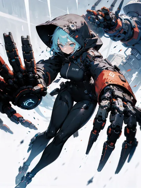 absurdres, highres, ultra detailed, (1girl:1.4),
oversized hooded jacket, bodysuit,
gigantic mechanical arms,dynamic pose,
<lora:MechanicalArms_v01:0.6>