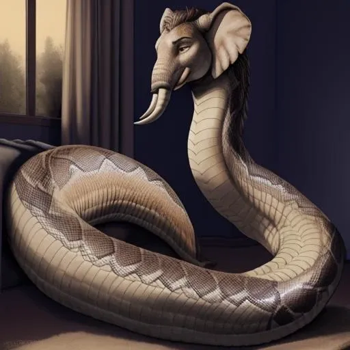 realistic, detailed, calm lighting, solo, elephant, <lora:futanari, canine penis, lamia:1> futanari, lamia,