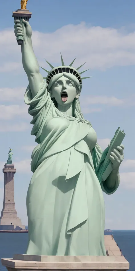 statue of liberty, ahegao, tongue out, <lora:ahegao-x-v4:0.5>