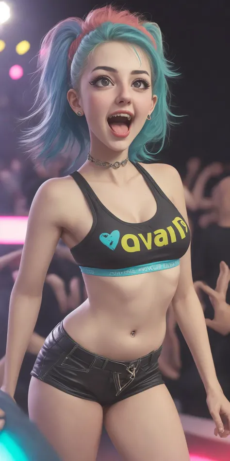 young 1990s style raver woman, hyperactive, high, excited, pleasure, <lora:ahegao-x-v4:0.5> at a rave, <lora:improve_backgrounds:0.85>,