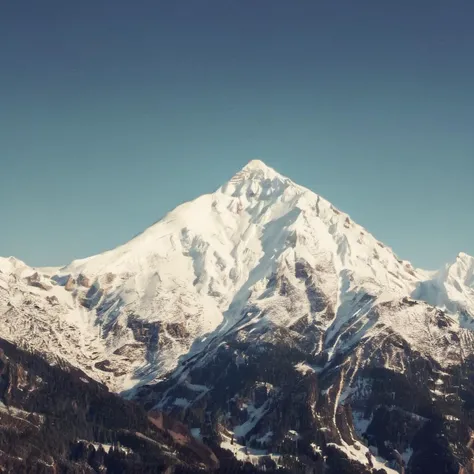 picture of snow mountain, smxl, bright sunny day, vivid, high contrast <lora:snowmountxl_v1:1>