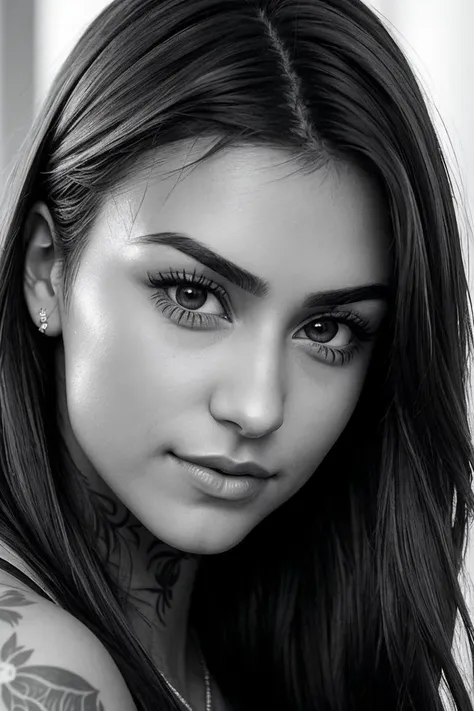 beautiful woman (EP33sh4:.99), (celtic tattoos:1.2), ominous, beautiful, hyperrealistic, by greg rutkowski, yoshitaka amano, ilya kuvshinov, Retina display, (black and white:1.2), Canon50,"In Jernau we trust"