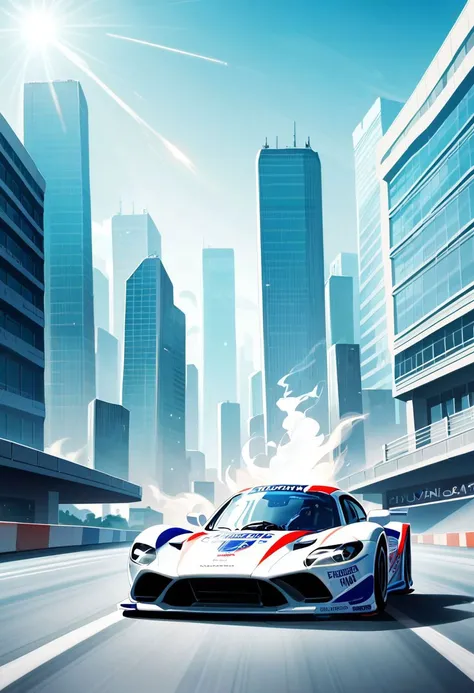 score_9, score_8_up, score_7_up, no accessories, sketch, academy themed art, determined student with long blue hair in dynamic action pose, racing suit, focused expression, teeth gritted, narrowly avoiding a collision with a car, sparks flying as the vehicles swerve, smoke billowing from the high-speed motorcycle's overheating engine, futuristic cityscape blurring in the background, sunlight glinting off buildings, academy emblem displayed prominently, official art, dynamic action style, desperate maneuver