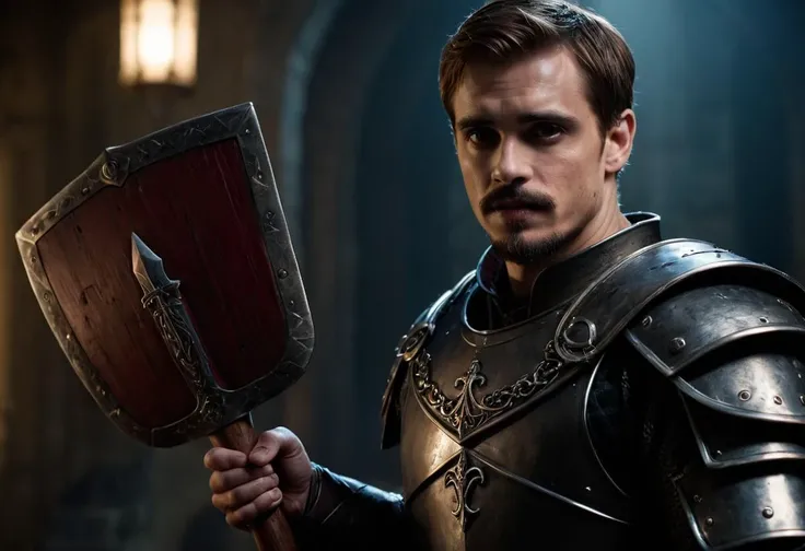 ((raw photo)),((full body shoot:1.3)) (wide angle), ((focus on character)), photo of dangerous young man from European with Anchor Goatee and Choppy haircut hairsytlesmile he is a warrior in Ring Mail Armor , with ((axe )) , BREAK, perfect detailed face, intricated skin, realistic, ((photorealistic)) rim lights, dark shadows, cinematic scene , movie shoot , dark, zPDXL , , defined muscles, extremely detailed, glass reflection, dark shadows, detailed hands, (realistic fingers:1.3), hard light hard shadows, ,vellus,subcutaneous veins,, shallow depth of field, vignette, highly detailed, high budget Hollywood film, cinemascope, moody, epic, gorgeous, expolsions in background , darkfull , bare feets , detailed realistic toes