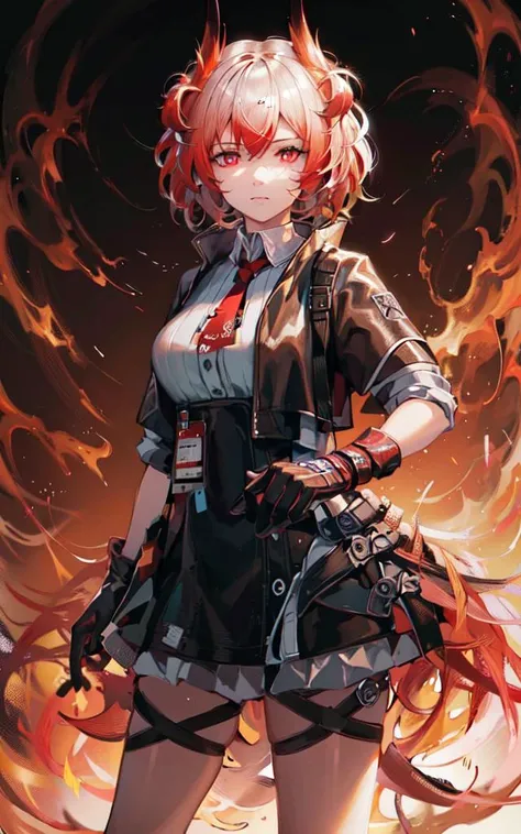 tmasterpiece,Need,1girll,{Beautiful Meticulous Girl},Beautiful and delicate halo,(flame of war:1.2),(Nuclear explosions behind it:1.3),Sateen,ssmile,revealing breasts,Green cardigan jacket,With a hood,Red eyes,pink short hair,Lost his right leg in the war,Lengthens skin,(Background of war) ,From Minecraft ,Coolies are afraid,🥵🥵🥵❤️❤️❤️,No pants or skirts
