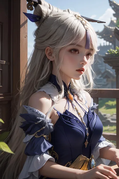 <lora:genshinfull1:1>,<lora:ningguang2:1>, ningguangorc, ningguang (genshin impact), white hair,
1girl,solo, long hair,realistic, white hair,lips,profile,portrait,closed mouth,nose,from side, best quality, masterpiece, illustration, an extremely delicate and beautiful, extremely detailed ,CG,unity,8k wallpaper, Amazing, finely detail, masterpiece, best quality,official art,extremely detailed CG unity 8k wallpaper,absurdres, incredibly absurdres, huge filesize , ultra-detailed, highres, extremely detailed,beautiful detailed girl, extremely detailed eyes and face, beautiful detailed eyes,light on face, upper body,
outdoors, outside, day, china, teahouse, orange leaves