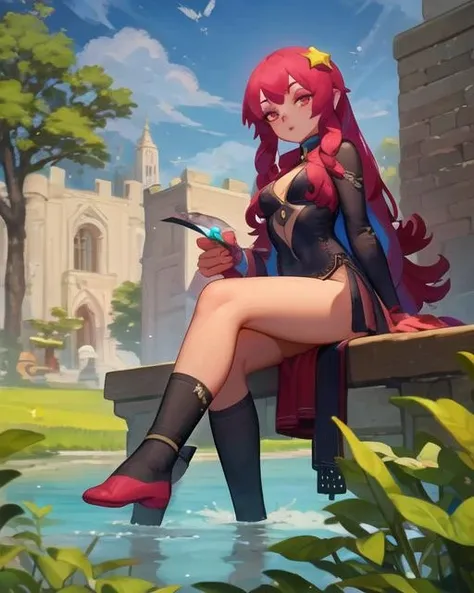 best quality, 1girl, silk demon, castleborne, star lake
