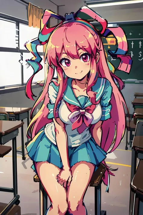 (masterpiece:1.4), (best quality:1.4), (high resolution:1.4), (masterpiece, best quality, high resolution:1.4), giffany, school uniform, (cable bow:1.1), smile <lora:giffany_v12:1>