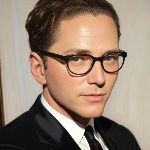 toml3h3r wearing glasses and a suit and tie, far shot, ((l(eyendecker painting))) <lora:LehrerYay:.9> (caucasian) (white) (european)