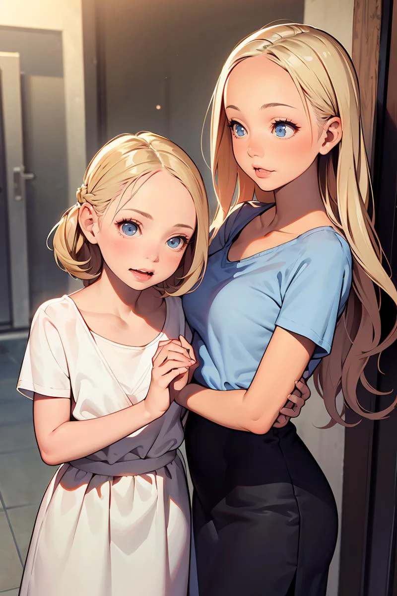 (masterpiece, best quality), 1girl,female Geriatric, Slim, Indigenous Australian, Blue eyes, Straight Nose, Overbite Jaw, Curved Forehead, , Honey Blonde French twist hair, Amusement wearing Midi skirt with asymmetrical hem, Blouse, , , and, Hands on heart, showing sincerity