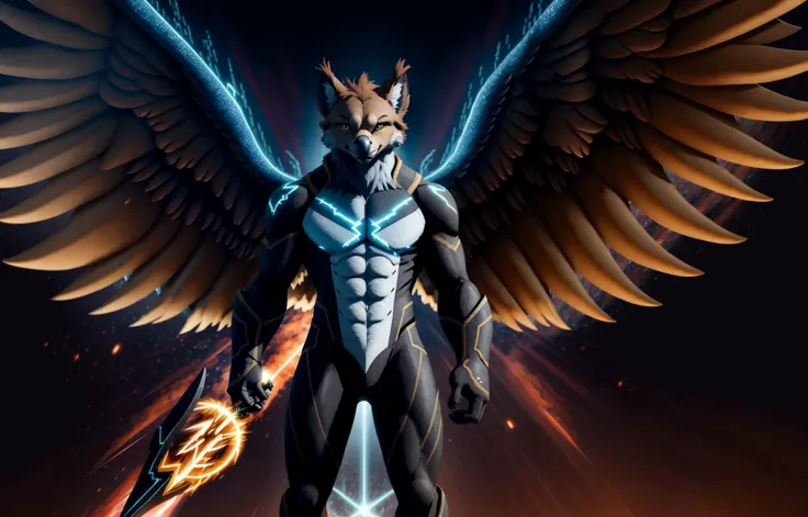 ((anthro)), griffin paws, wings:1.2, detailed face <lyco:anthroGriffinLora_v2:.6> (Style-TronLegacy-12v-v2:.08)