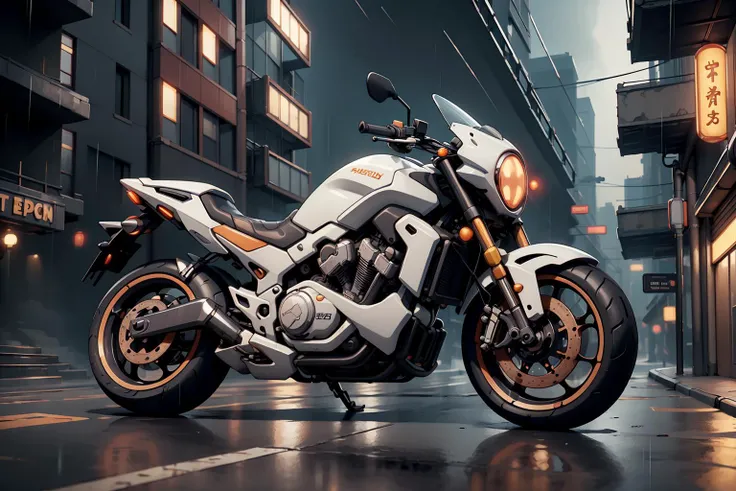 <lora:PurifierAI:.9>PurifierAI, only a sport motorbike in cyberpunk street city at night neons rain fog , intricate, detailed