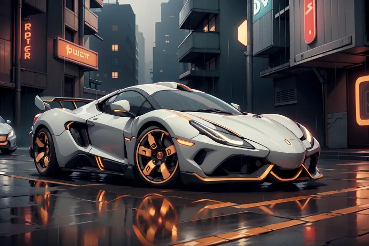 <lora:PurifierAI:.9>PurifierAI, sport car in cyberpunk street city at night neons rain fog , intricate, detailed