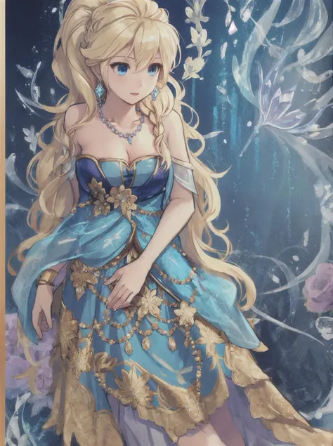 elaborate necklace, earrings,blond,score_9, score_8_up, score_7_up, 1girl (Elsa), solo, full body <lora:pony/twilight_style:0.8> <lora:pony/expressiveh:0.8> expressiveh