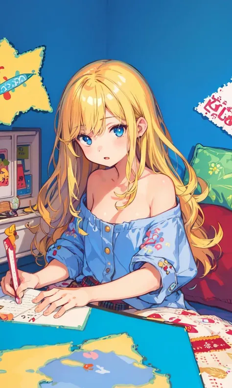 18yo, 1girl, (illustration:1.4), (best quality), (masterpiece), Pixiv, (Konachan wallpaper), (colorful), best quality, blonde, blue eyes, very long hair up,
digital illustration background